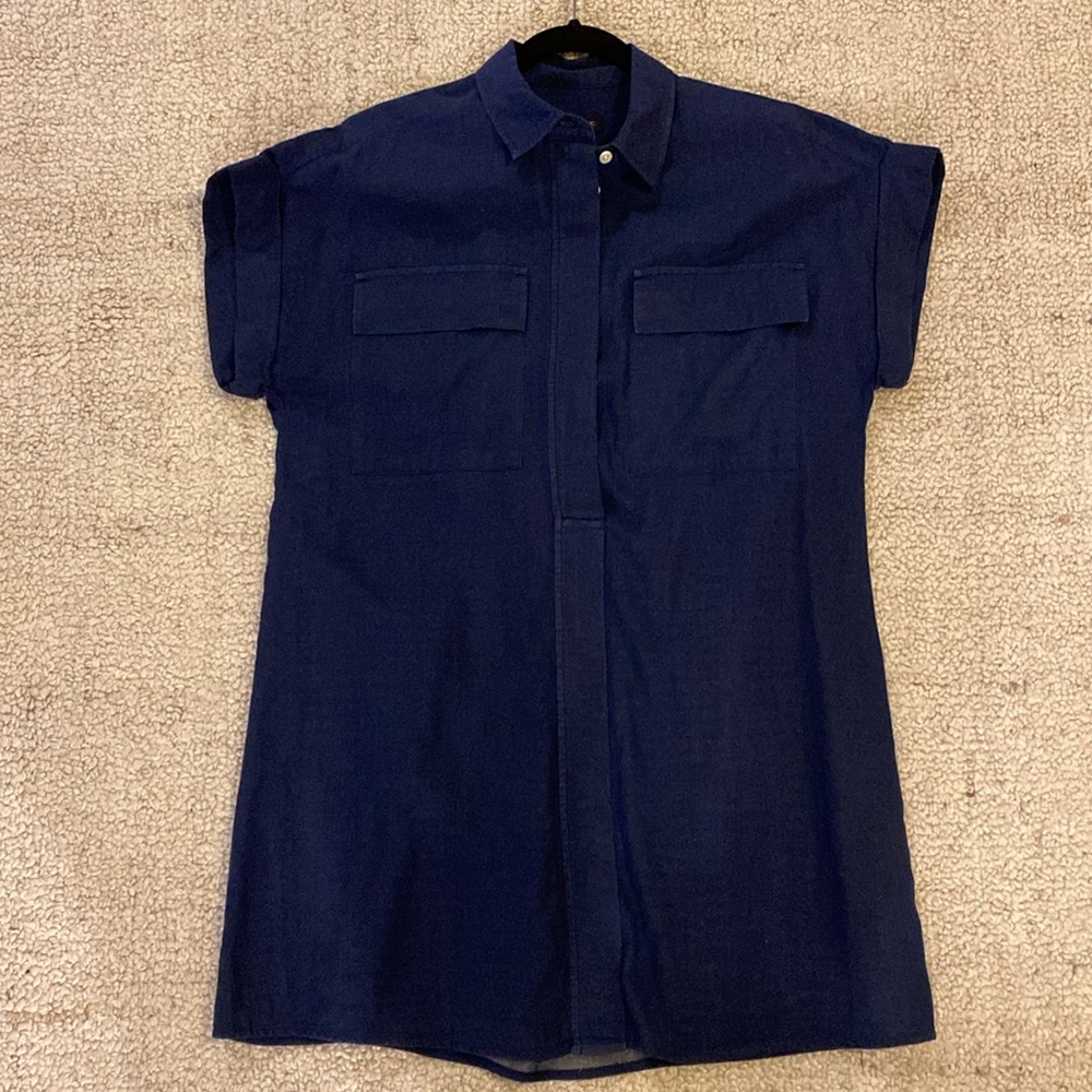 Banana Republic Linen/Cotton Short Sleeve  Navy Dress - Size M